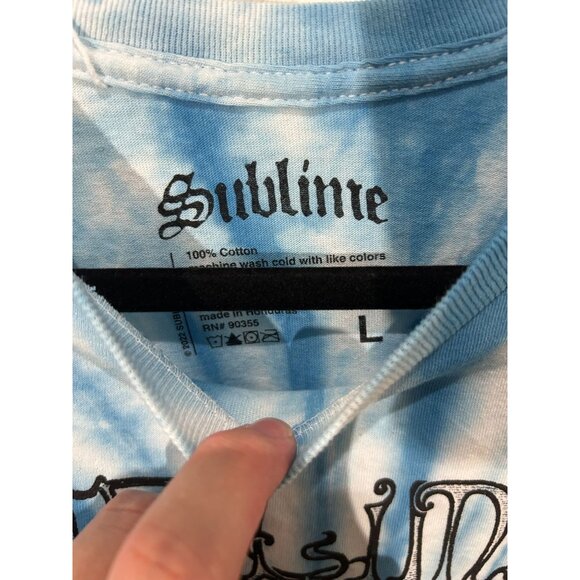 NEW Sublime Blue Tie Dye Sun Band Tee, Size L - Picture 2 of 3